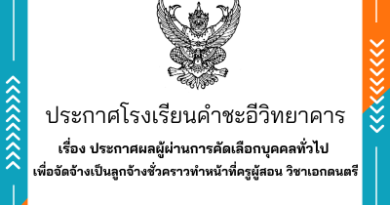 ประกาศผลผู้ผ่านการคัดเลือกบุคคลทั่วไป เพื่อจัดจ้างเป็นลูกจ้างชั่วคราวทำหน้าที่ครูผู้สอน วิชาเอกดนตรี ประกาศผลผู้ผ่านการคัดเลือกบุคคลทั่วไป เพื่อจัดจ้างเป็นลูกจ้างชั่วคราวทำหน้าที่ครูผู้สอน วิชาเอกดนตรี