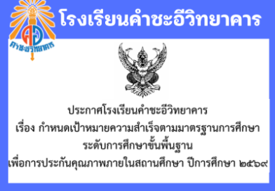 กำหนดเป้าหมายความสำเร็จตามมาตรฐานการศึกษา เพื่อการประกันคุณภาพภายในสถานศึกษา ปีการศึกษา ๒๕๖๙ กำหนดเป้าหมายความสำเร็จตามมาตรฐานการศึกษา เพื่อการประกันคุณภาพภายในสถานศึกษา ปีการศึกษา ๒๕๖๙